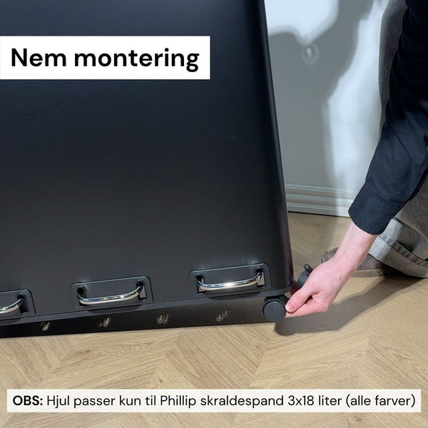 Phillip skraldespand | 3x18 L - Sølv (Med hjul)