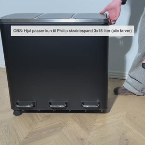 Phillip skraldespand | 3x18 L - Sølv (Med hjul)