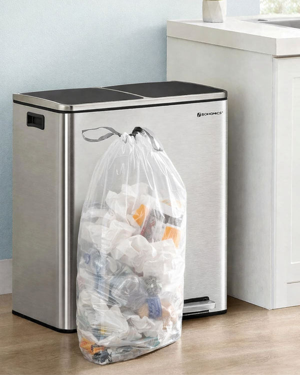 Skraldeposer med snøreluk | 30 L - gennemsigtig - 45 poser