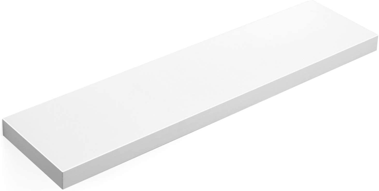Floating Shelf, Wall Shelf for Photos, Decorations, in Living Room, Kitchen, Hallway, Bedroom, Bathroom, White LWS28WT RAW58.dk 