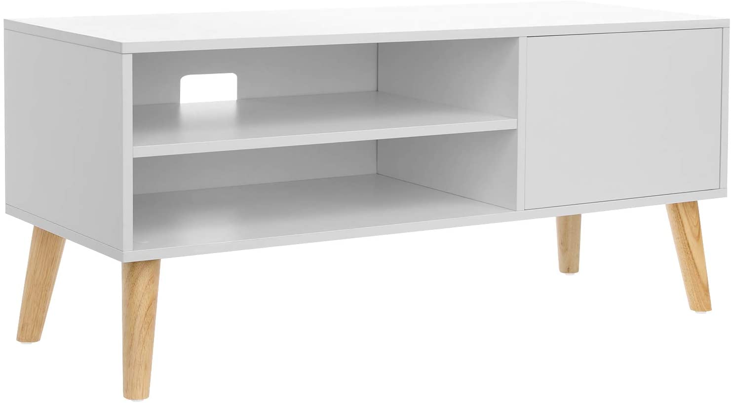Scandinavian TV Stand, Retro TV Console, Entertainment Centre for Flat Screen TV, Gaming Consoles, in Living Room, Entertainment Room, Office, White LTV09WT RAW58.dk 