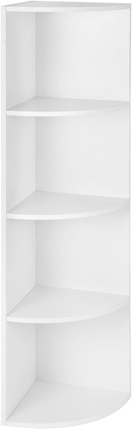 4-Tier Corner Shelf Unit, Freestanding Display Storage Shelves and Wooden Bookcase, for Kitchen, Bedroom, Living Room, Study, White, LBC42WT RAW58.dk 