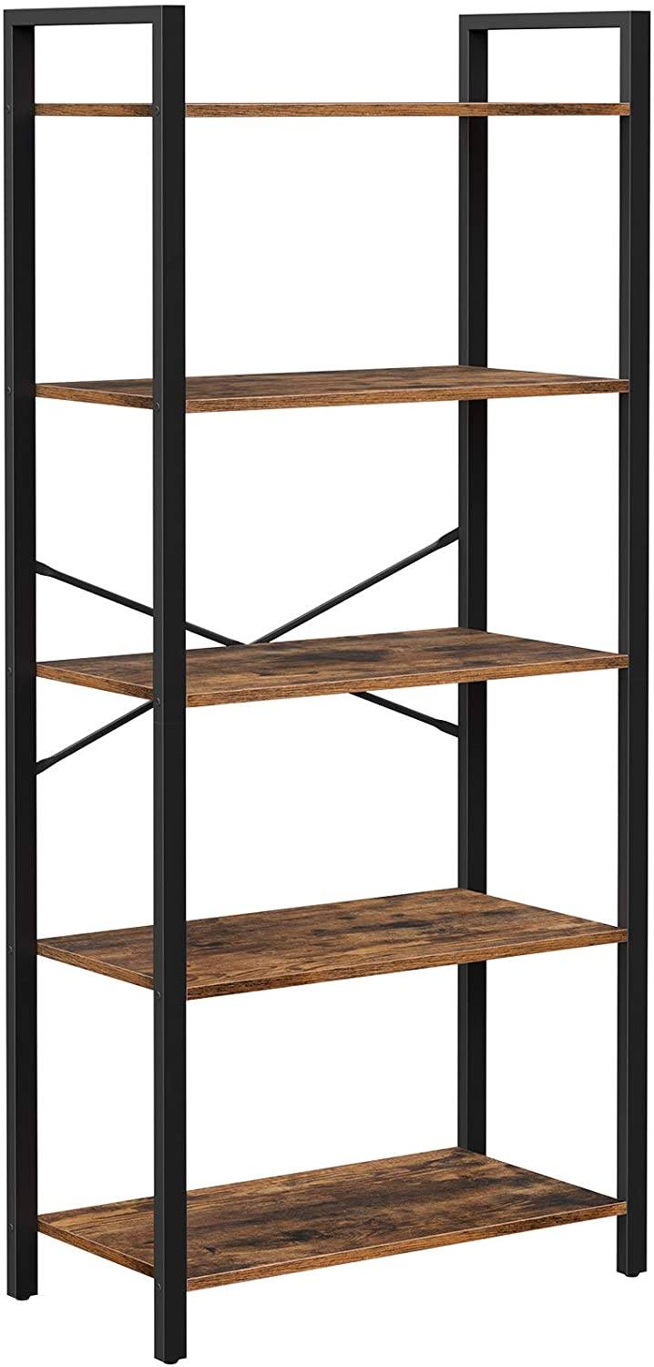 5-Tier Storage Rack, Bookshelf with Steel Frame RAW58.dk 