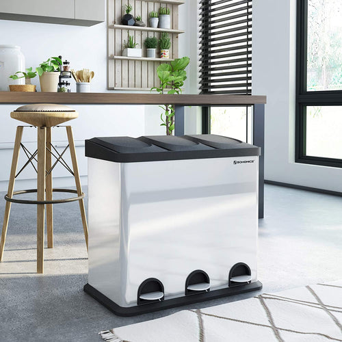 Large Geruchsdichter Waste Bin Waste Bin Rubbish Sorting System 54 L with Inner Stainless Steel Pedal Bin LTB54L RAW58.dk