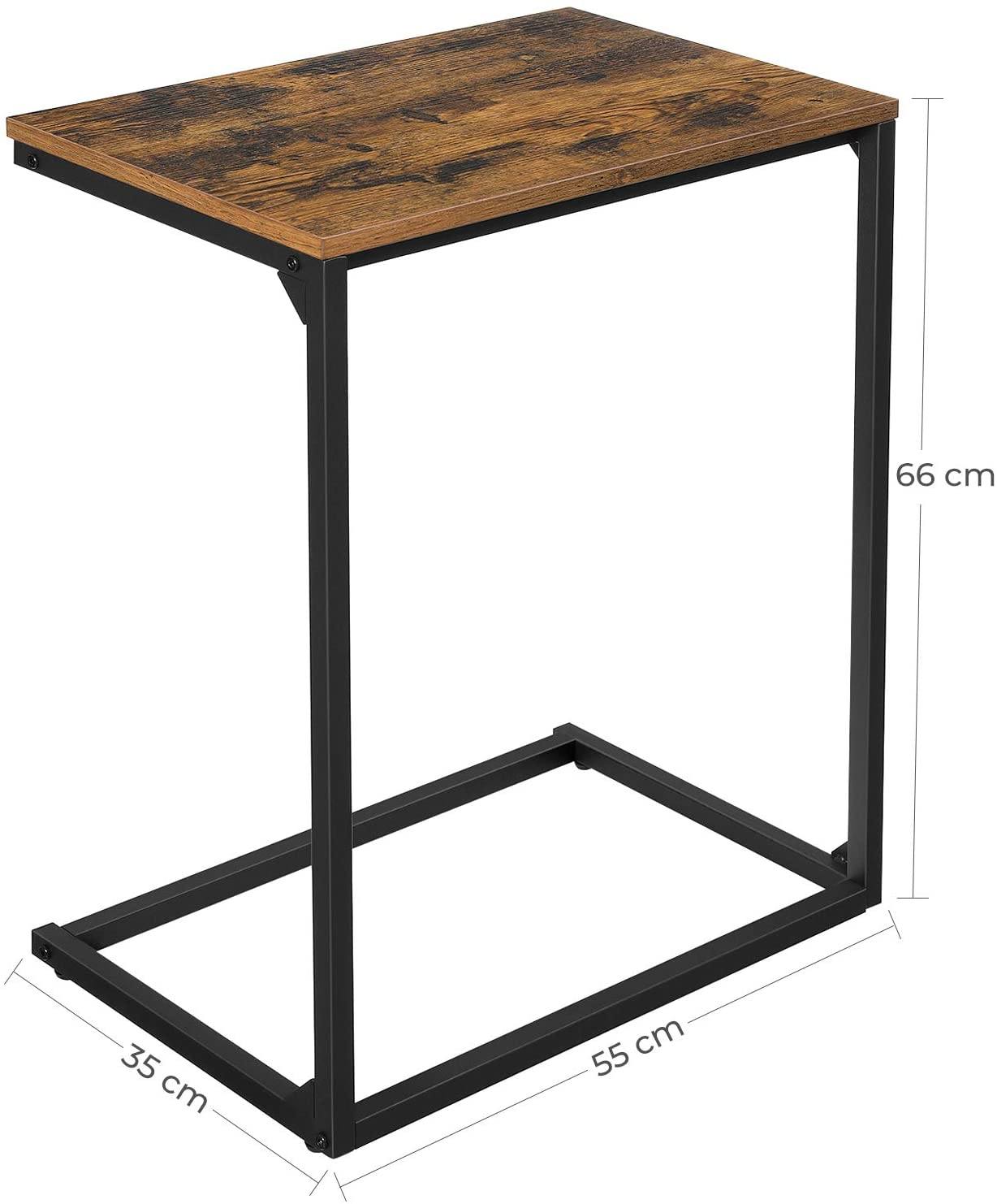 Side Table, Small Sofa Table, End Table, Laptop Table, for Bedroom, Living Room, Work in Bed or on The Sofa, Simple Structure, Stable, Industrial Style, Rustic Brown and Black LNT52BX RAW58.dk 