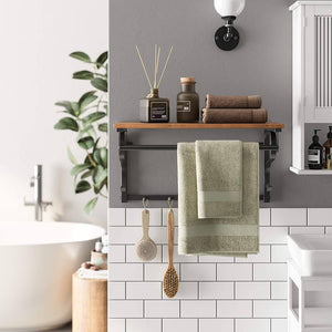 Væghylde, hylde med 5 kroge, rustik brun, sort Væghylder Vasagle 