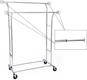 Tøjstativ, med dobbelt bøjlestang, 110 kg belastning, krom Tøjstativ Vasagle 