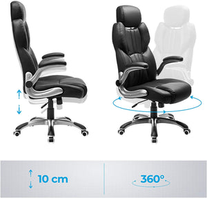 office chair, ergonomic swivel chair, with folding armrests, nylon star base, carrying capacity 150 kg, black OBG65BK RAW58.dk 