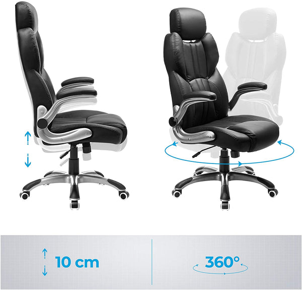 office chair, ergonomic swivel chair, with folding armrests, nylon star base, carrying capacity 150 kg, black OBG65BK RAW58.dk 