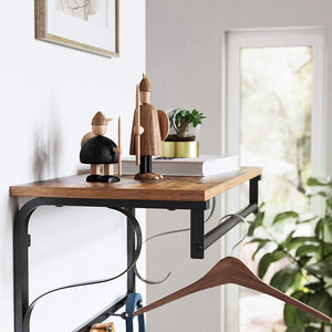 Væghylde, hylde med 5 kroge, rustik brun, sort Væghylder Vasagle 