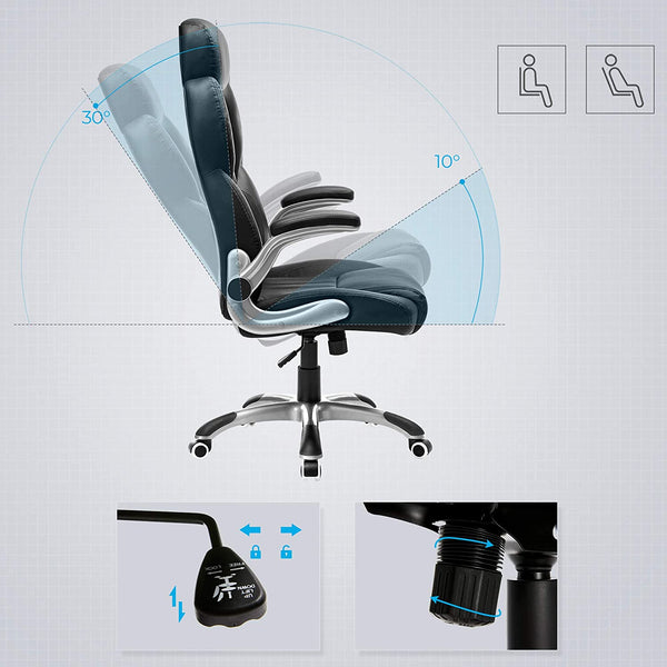 office chair, ergonomic swivel chair, with folding armrests, nylon star base, carrying capacity 150 kg, black OBG65BK RAW58.dk 