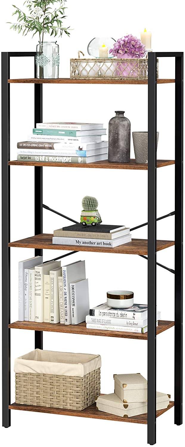 5-Tier Storage Rack, Bookshelf with Steel Frame RAW58.dk 