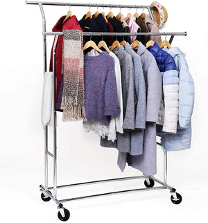 Tøjstativ, med dobbelt bøjlestang, 110 kg belastning, krom Tøjstativ Vasagle 