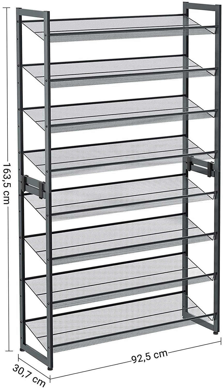 8-Tier Shoe Rack, Set of 2 Stackable 4-Tier Shoe Organisers for 32 to 40 Pairs of Shoes, Adjustable Flat or Angled Shelves, Cool Grey LMR08GB RAW58.dk 