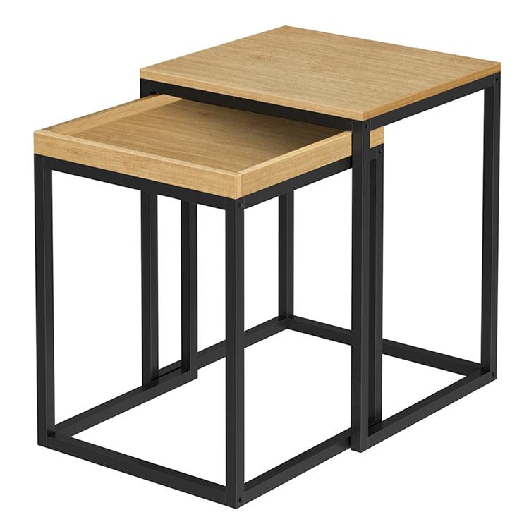 Living Room table metal Frame Narrow Industrial Nesting Table XLNT02N RAW58.dk