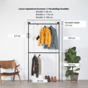 Raw58 Conor vandrør tøjstativ med mål