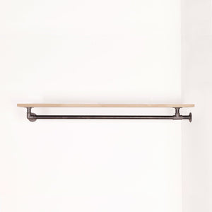 RAW58 Liam bøjlestang i sort med hylde Ophæng RAW58 70 cm Egetræ Sort