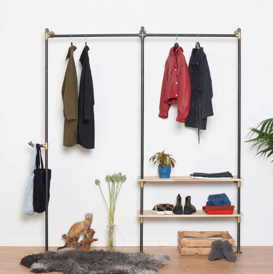 Tøjstativ AMELIA sølv med hylder Tøjstativ RAW58