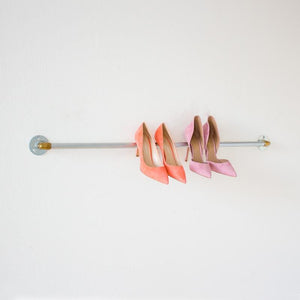 Raw58 Clara Køkken ophæng til pander og gryder i sølv vandrør med messing fittings