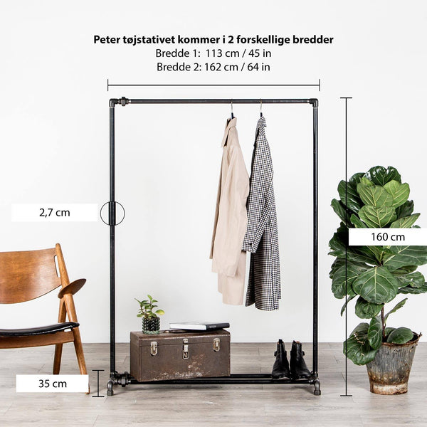 Raw58 Peter vandrør tøjstativ med mål