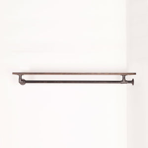 RAW58 Liam bøjlestang i sort med hylde Ophæng RAW58 70 cm Mørk fyrtræ Sort