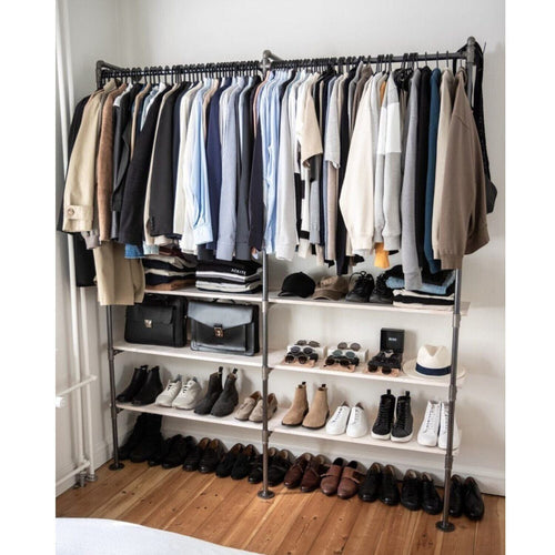 Tøjstativ OLIVER sølv med hylder RAW58 Tøjstativer RAW58