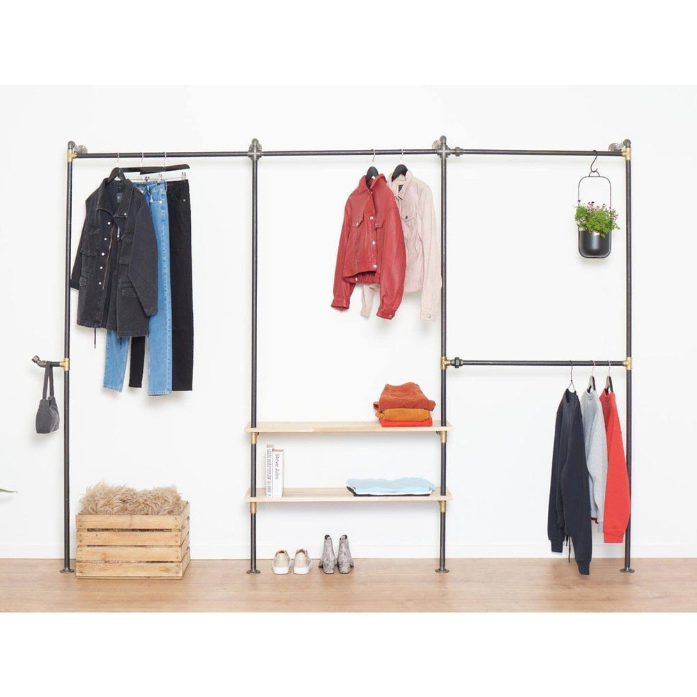 Tøjstativ OLIVIA sølv med hylder RAW58 Tøjstativer RAW58