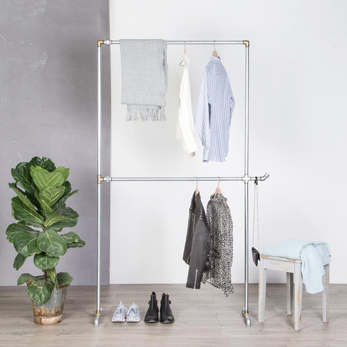 Tøjstativ VINCENT sølv med messing - bestil på specialmål RAW58 Tøjstativer - på specialmål RAW58 - bestil på specialmål 0-50 cm 50-100 cm